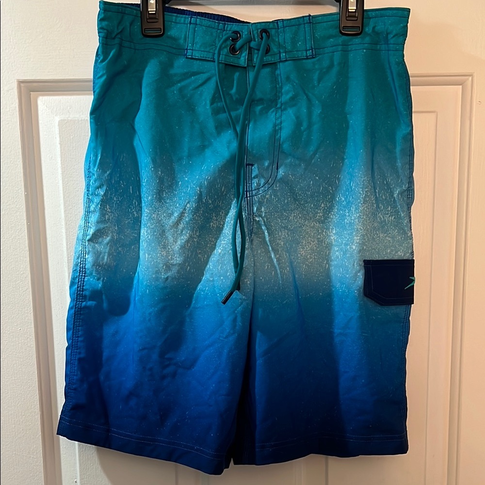 Speedo Blue Swim Trunks Gradient Design